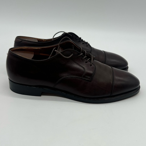 Brooks Brothers Mens 12 D Dark Brown Leather Oxford Cap Toe Dress Shoes 00063. - Picture 7 of 14